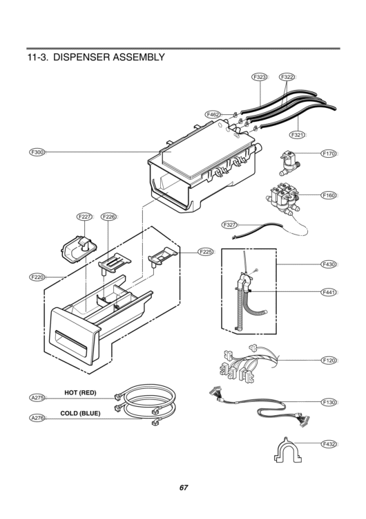 DISPENSER ASSEMBLY Diagram and Parts List for WM2688HWM ABWEEUS LG Washer