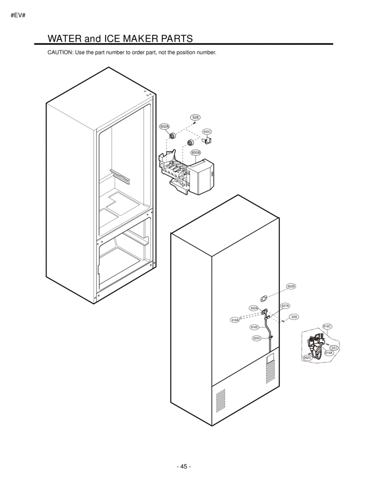 WATER and ICE MAKER PARTS Diagram and Parts List for LFC22760SW  LG Refrigerator