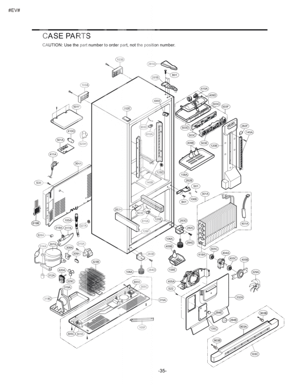 CASE PARTS Diagram and Parts List for LRBN20512SW  LG Refrigerator