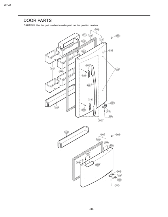 Refrigerator Exploded View 4 Diagram and Parts List for LRBN20512SW  LG Refrigerator