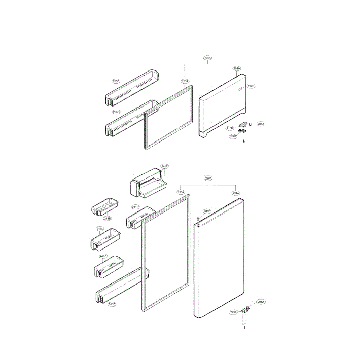 Door Diagram and Parts List for LTC22350WH 00 LG Refrigerator