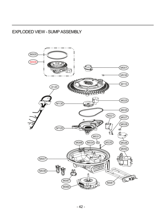 EXPLODED VIEW  SUMP ASSEMBLY Diagram and Parts List for LDF9810ST  LG Dishwasher