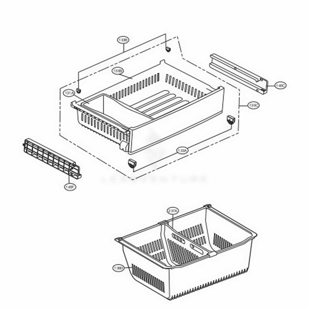 Freezer Parts Diagram and Parts List for LFXS24623D ASBCNA1 LG Refrigerator