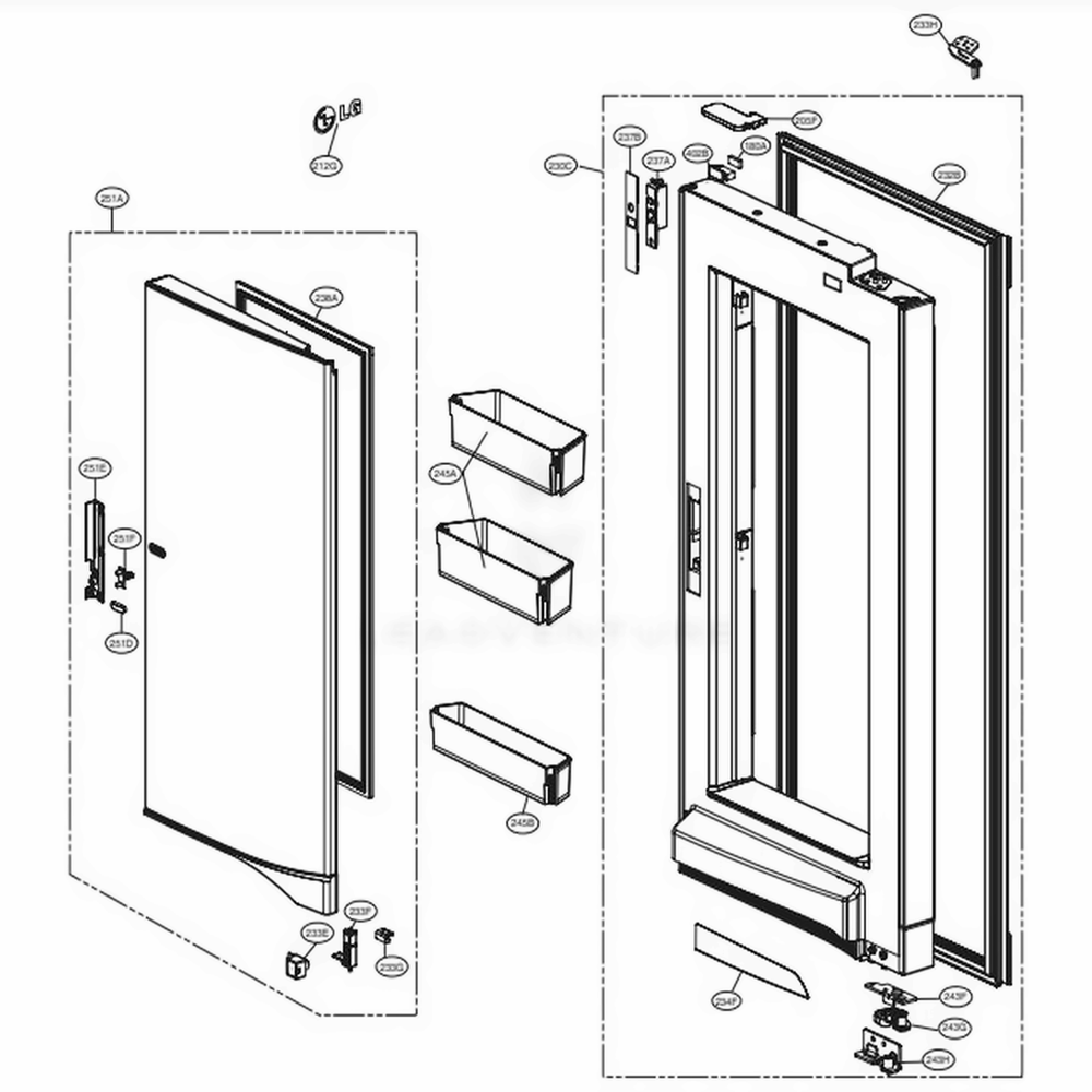 R-Room Door Part 2 Diagram and Parts List for GF5D906SL ASTRGAP LG Refrigerator