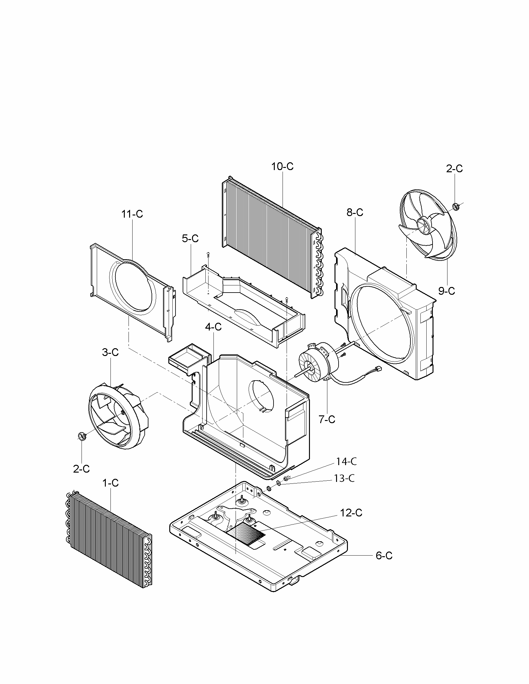 Air Handling And Cycle Parts Diagram and Parts List for 58075051900  Kenmore Air Conditioner