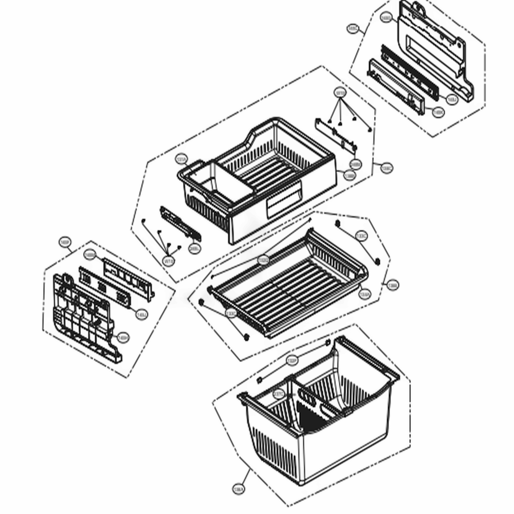 Freezer Parts Diagram and Parts List for 74033 ASTCSE2 LG Refrigerator