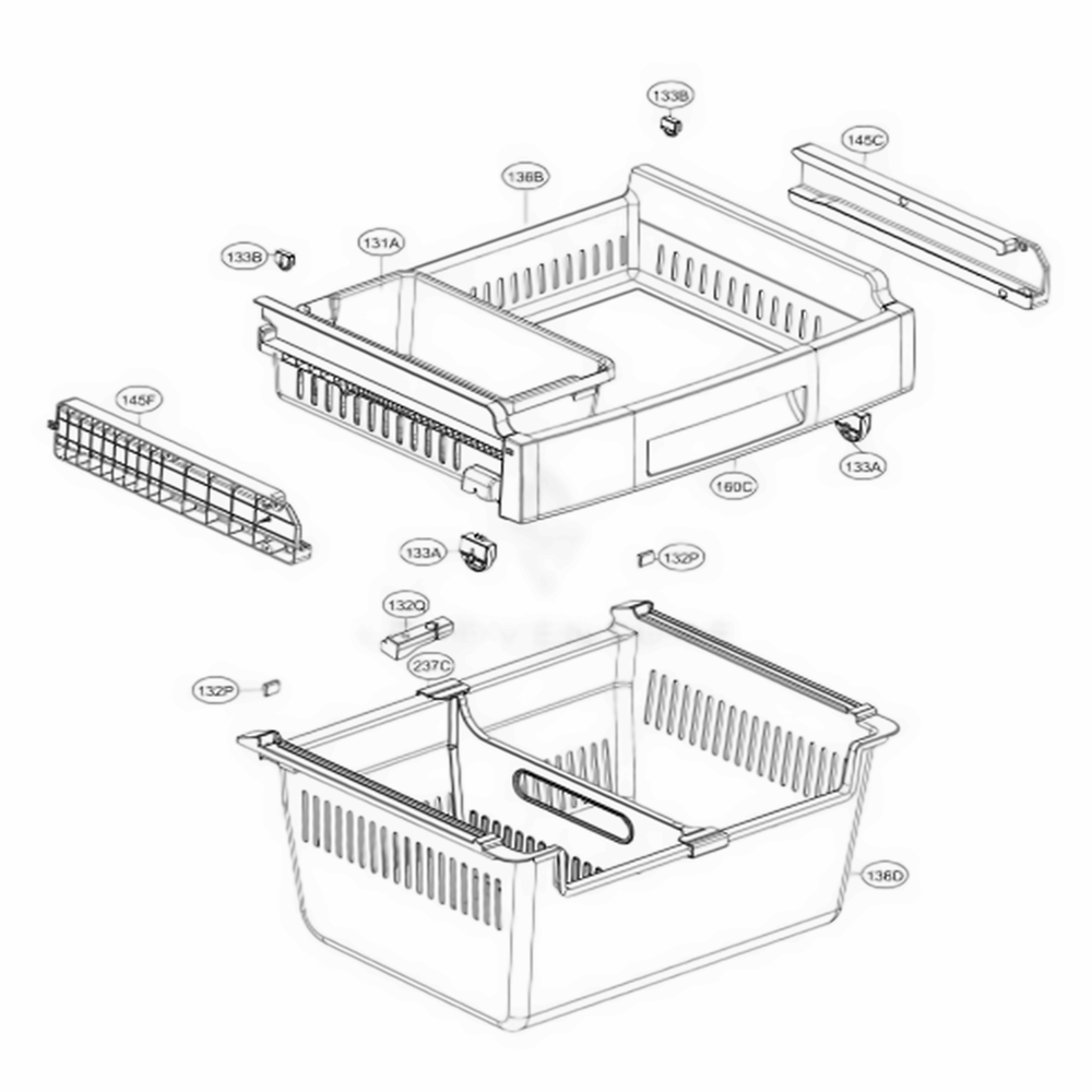 Freezer Parts Diagram and Parts List for LFD22786ST ASTCNA1 LG Refrigerator