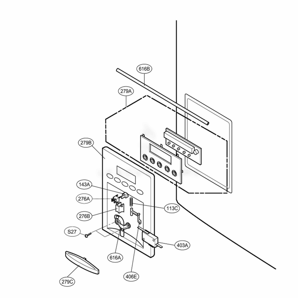 Dispenser Parts Diagram and Parts List for 75552 ASWCSEF LG Refrigerator