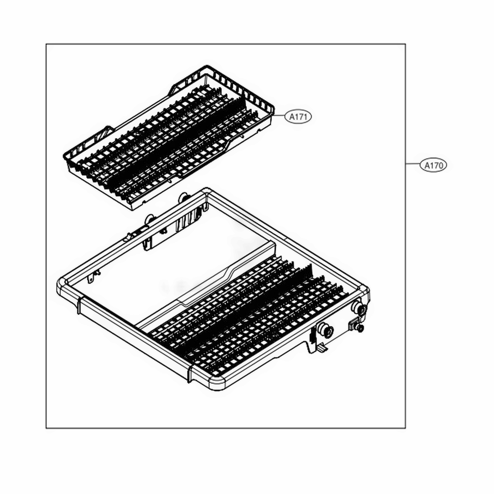 Third Rack Assembly Diagram and Parts List for 14307 ABDESEU LG Dishwasher