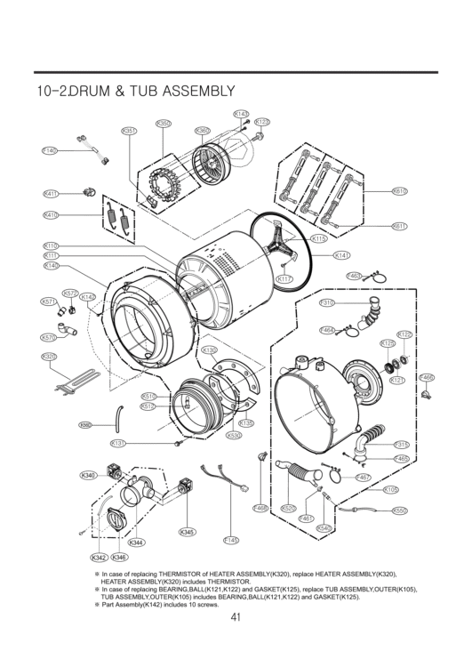 DRUM & TUB ASSEMBLY Diagram and Parts List for WM0642HW WM0642HW /00 LG Washer