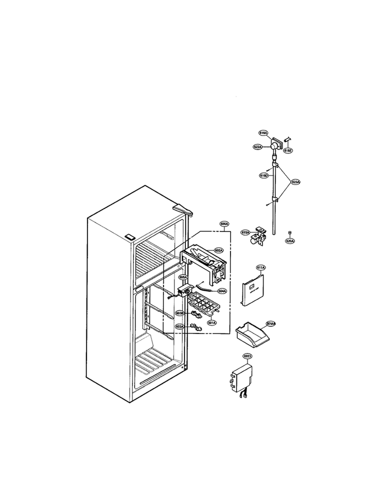 Icemaker Diagram and Parts List for LRTBC1821W  LG Refrigerator