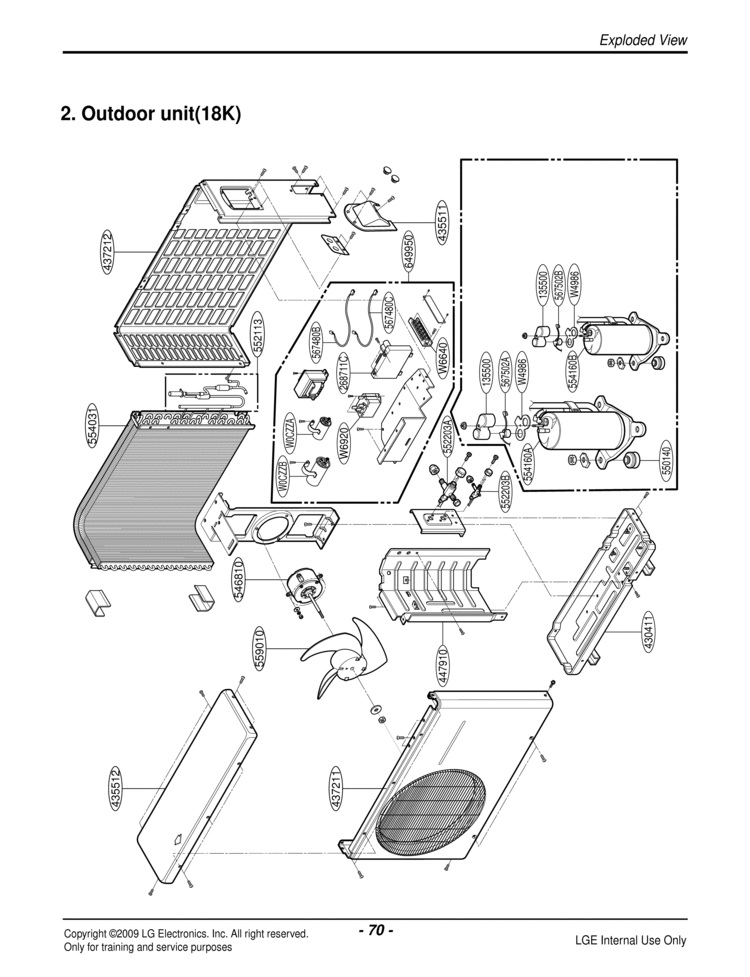 Air Conditioner Exploded View 1 Diagram and Parts List for LAU181CNW  LG Air Conditioner
