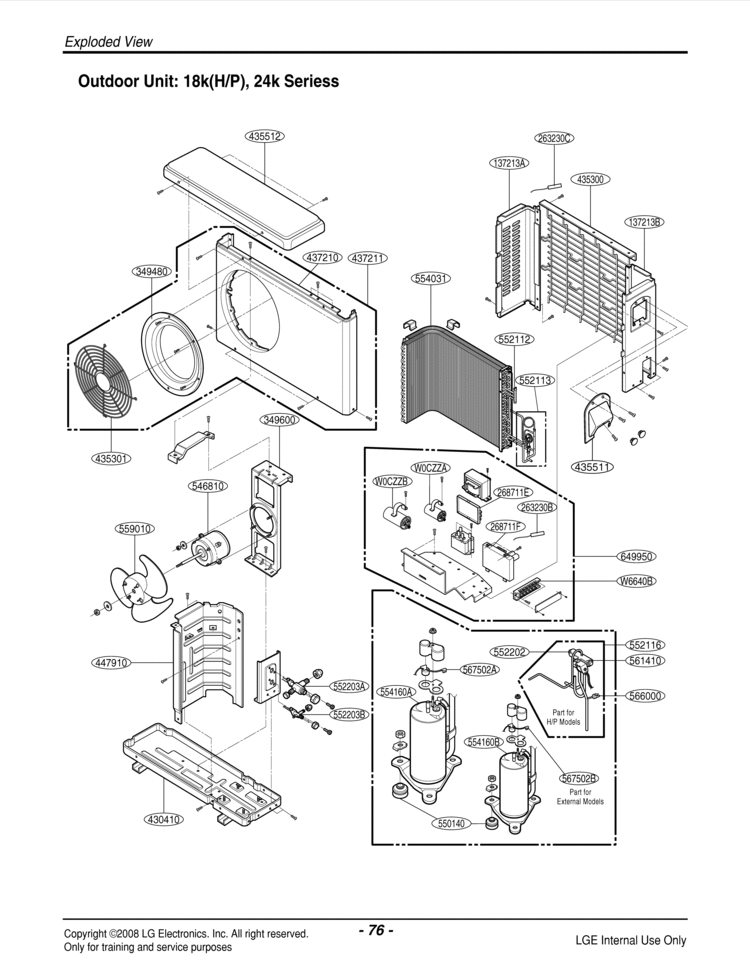 Air Conditioner Exploded View 2 Diagram and Parts List for DMH24SB-1  LG Air Conditioner