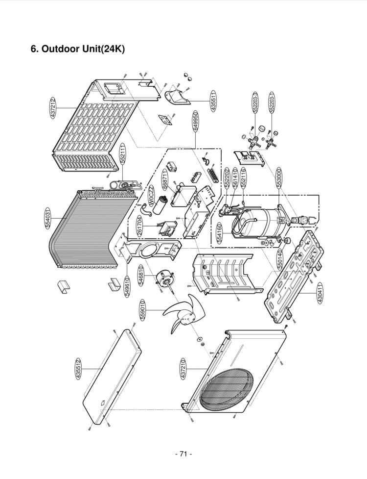 Outdoor Diagram and Parts List for HMH24AS  LG Air Conditioner