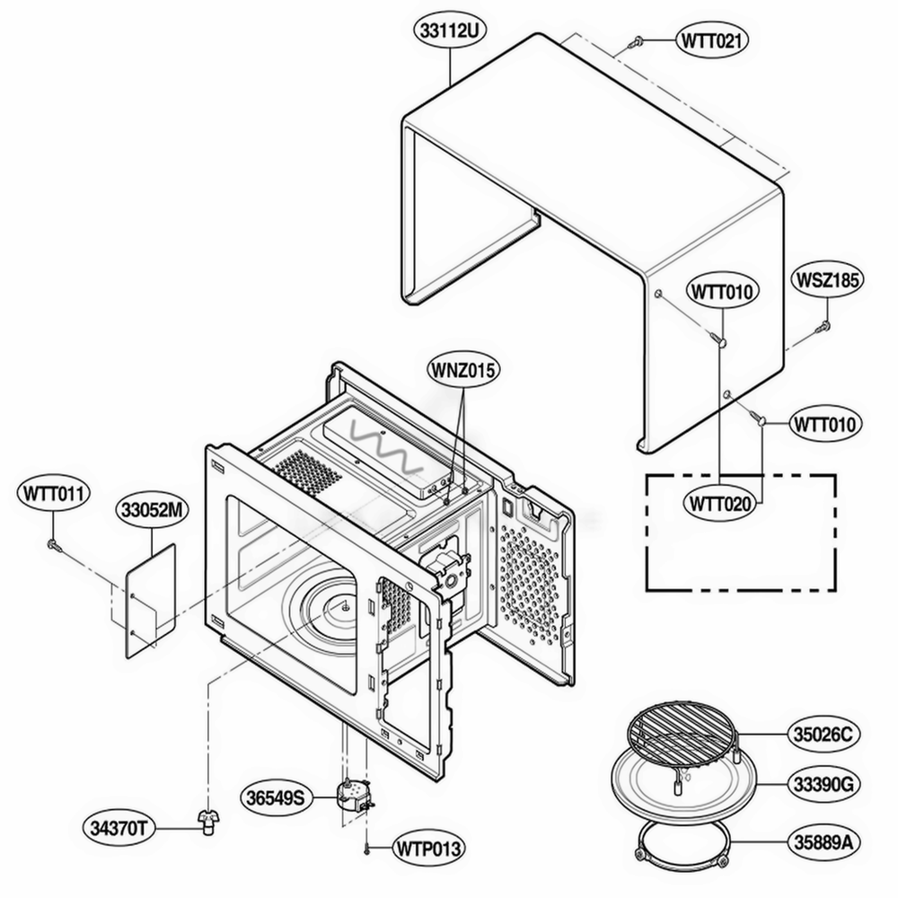 Oven Cavity Parts Diagram and Parts List for JMC9158AAS AS1EJEN LG Range