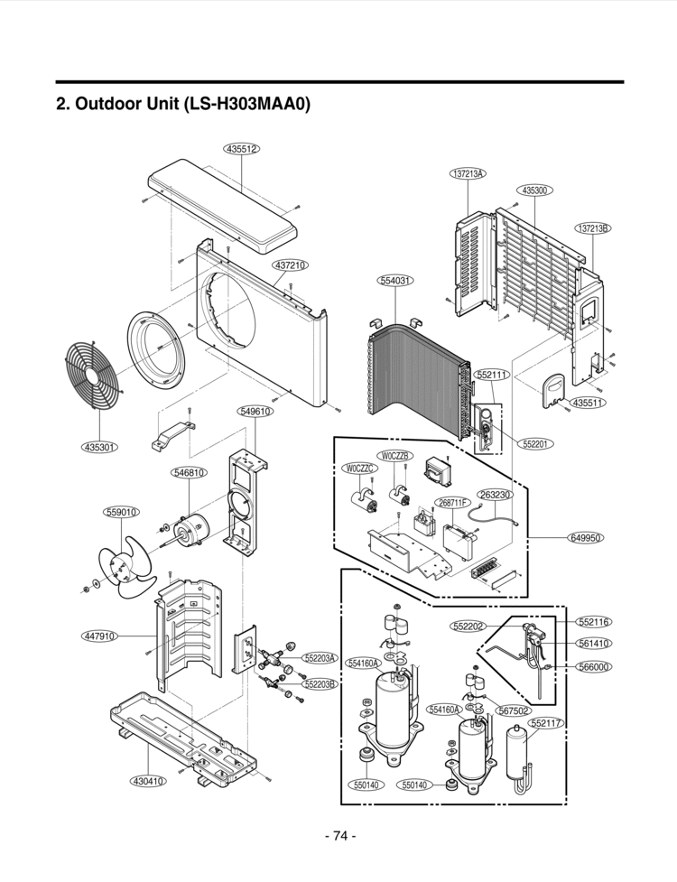 Outdoor Unit Diagram and Parts List for HMH30AS-1  LG Air Conditioner