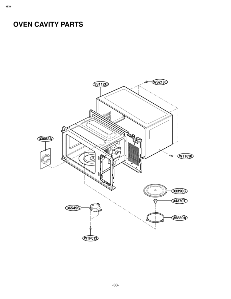 OVEN CAVITY PARTS Diagram and Parts List for LTM9000ST LTM9000ST/01 LG Microwave