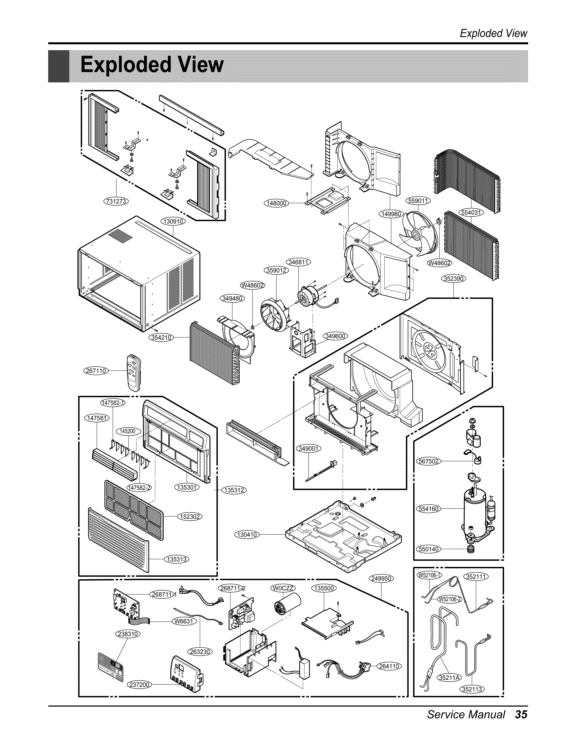 Service Manual  Exploded View Exploded View Diagram and Parts List for LWHD1500ER TWC151PHMK1 LG Air Conditioner