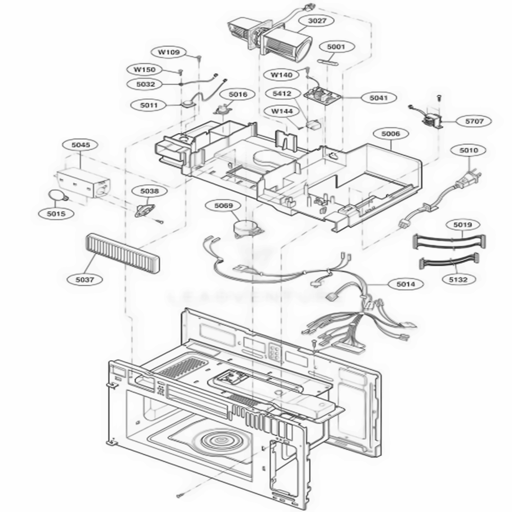 Interior Parts 2 Diagram and Parts List for LMVM2075ST AS2ELGA LG Microwave