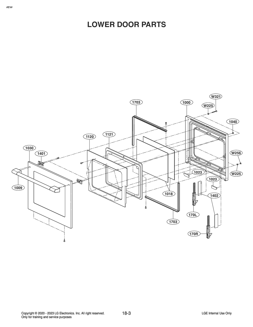 Lower Door Parts Diagram and Parts List for WCEK6419S ASTLSGN LG Range