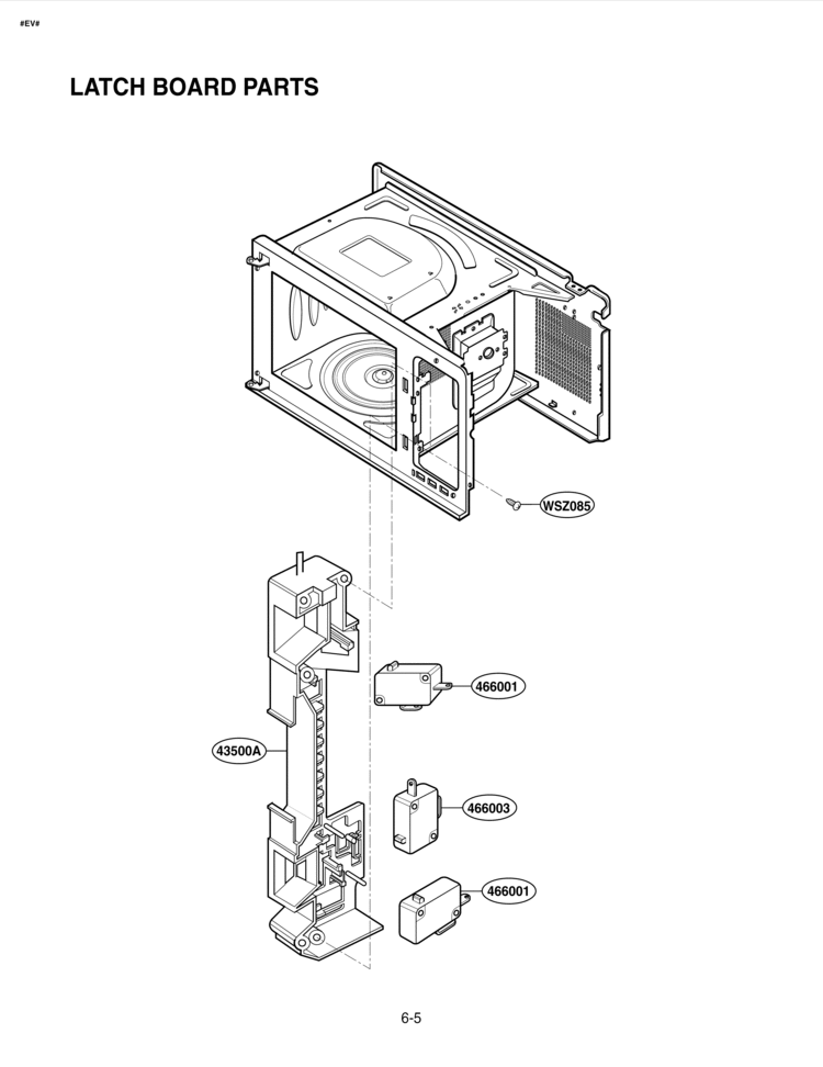 LATCH BOARD PARTS Diagram and Parts List for LRM1250B LRM1250B/01 LG Microwave