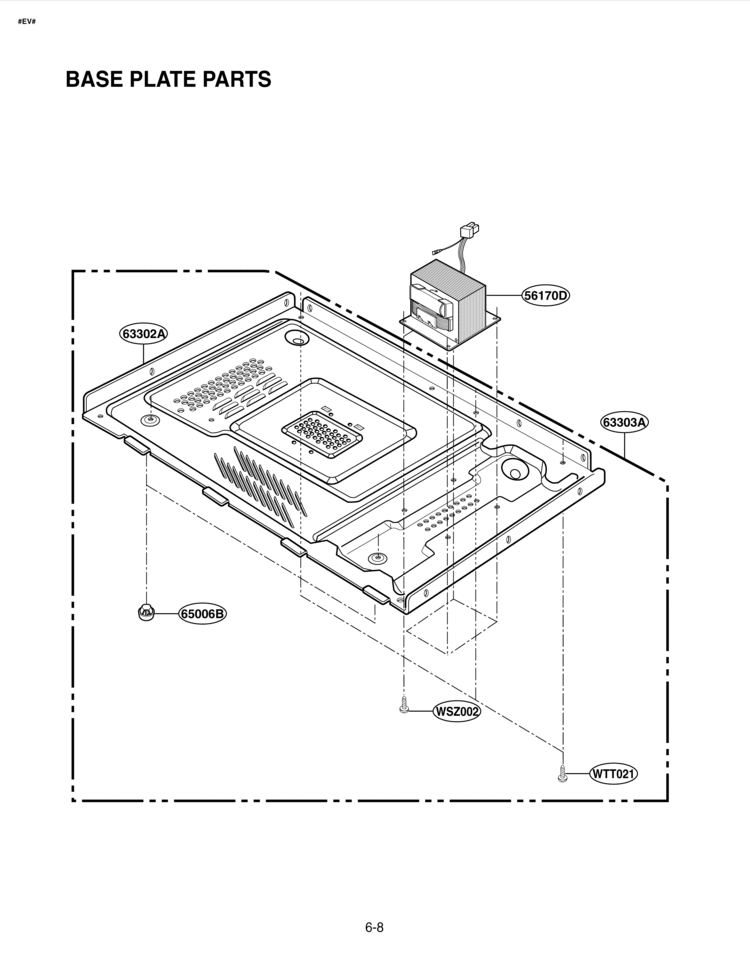 BASE PLATE PARTS Diagram and Parts List for LRM1250B LRM1250B/01 LG Microwave