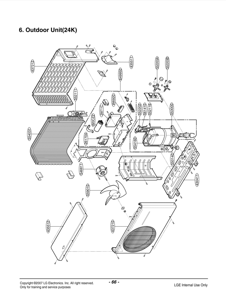 Air Conditioner Exploded View 2 Diagram and Parts List for LS-K2430CL LS-K2430CL LG Air Conditioner