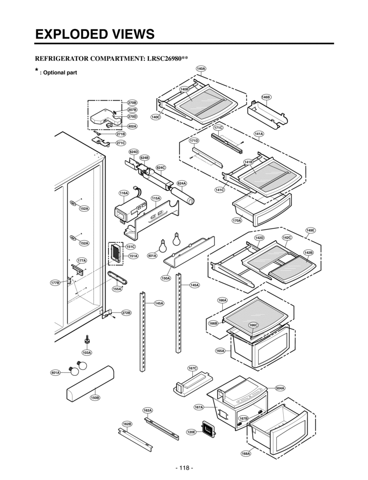 REFRIGERATOR COMPARTMENT   EXPLODED VIEWS Diagram and Parts List for LRSC26980TT  LG Refrigerator