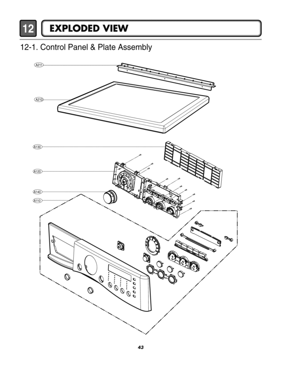 EXPLODED VIEW  Control Panel & Plate Assembly Diagram and Parts List for DLEX7177RM ACREEUS LG Dryer