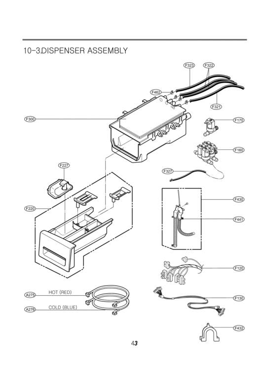 DISPENSER ASSEMBLY Diagram and Parts List for WM2688HWMA ABWEEUS LG Washer