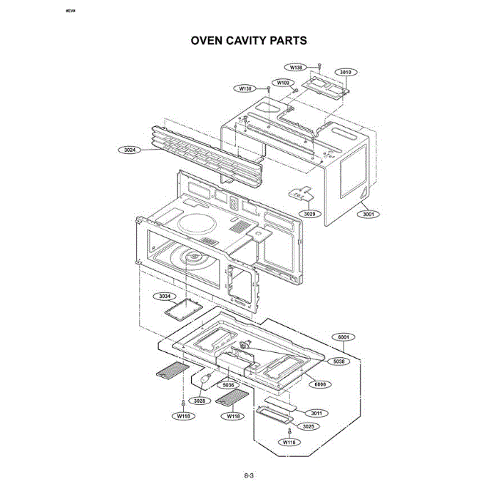 Section 7 Diagram and Parts List for MVH1615WW CWHEGSE LG Microwave Oven Combo
