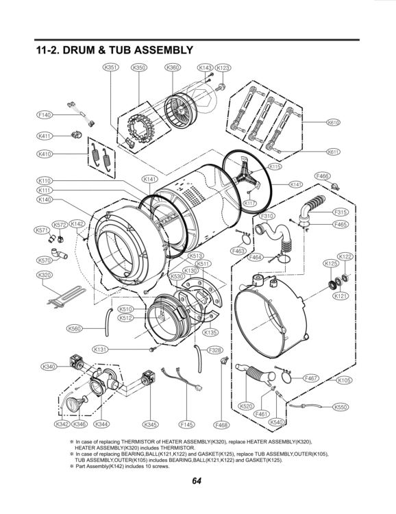 DRUM & TUB ASSEMBLY Diagram and Parts List for WM3988HMA ABWEEUS LG Washer