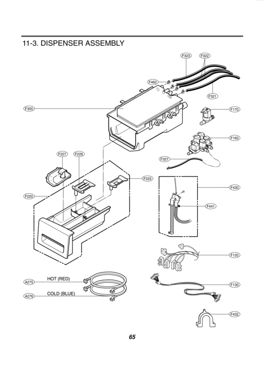 DISPENSER ASSEMBLY Diagram and Parts List for WM3988HMA ABWEEUS LG Washer