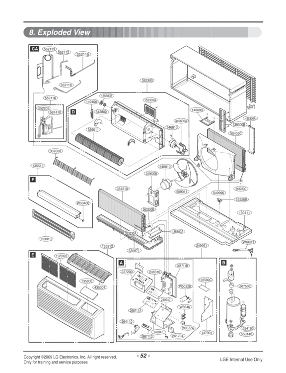 Air Conditioner Exploded View 1 Diagram and Parts List for LP070HED-Y8 ASBBEUS LG Air Conditioner