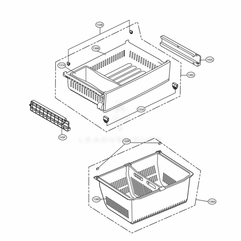 Freezer Parts Diagram and Parts List for 71033 ASTCSE1 LG Refrigerator