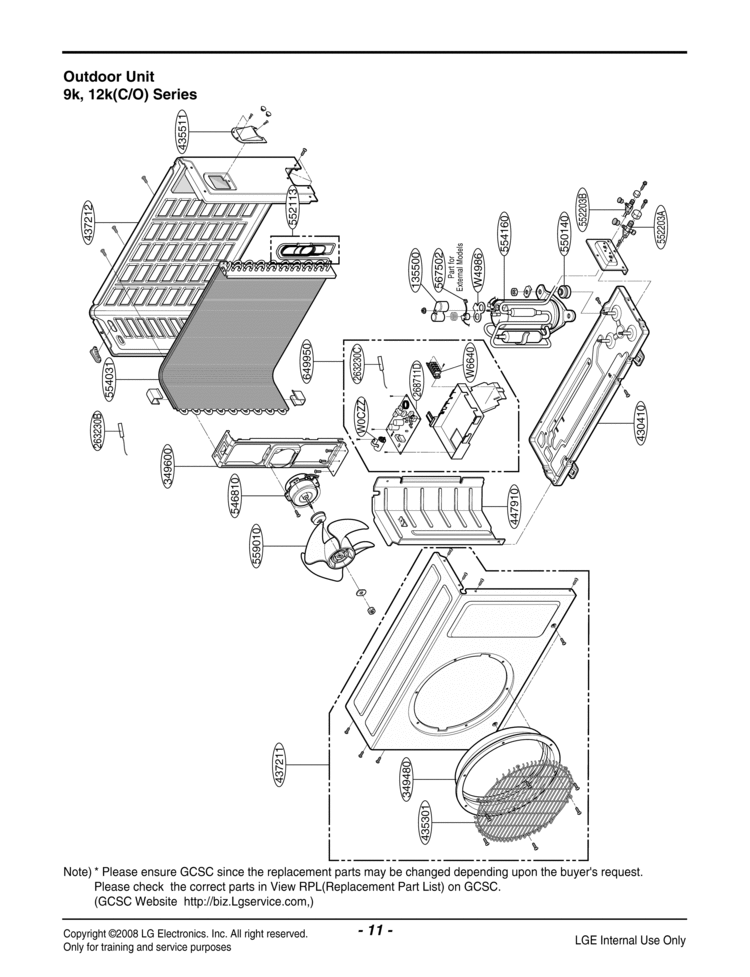 Air Conditioner Exploded View 1 Diagram and Parts List for ASUC0914DH0  LG Air Conditioner
