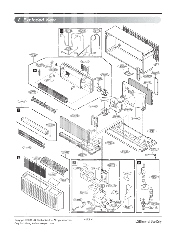 Air Conditioner Exploded View 1 Diagram and Parts List for LYC123ALE35 ASBBEUS LG Air Conditioner