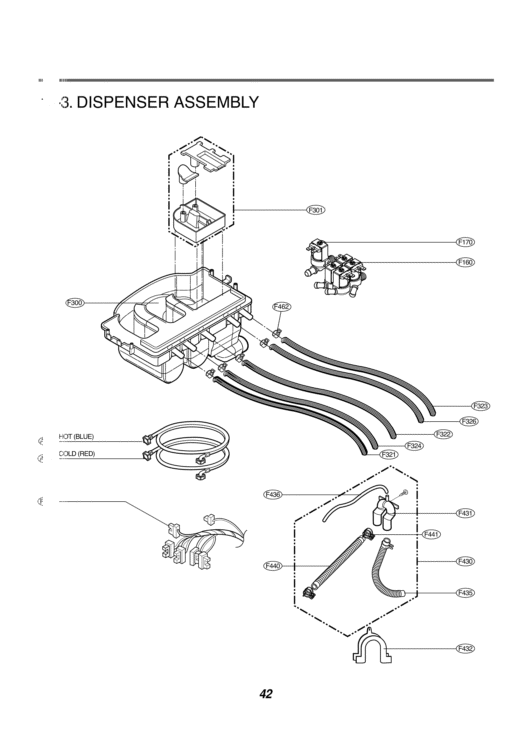 DISPENSER ASSEMBLY Diagram and Parts List for WM2032HW ABWEEUS LG Washer