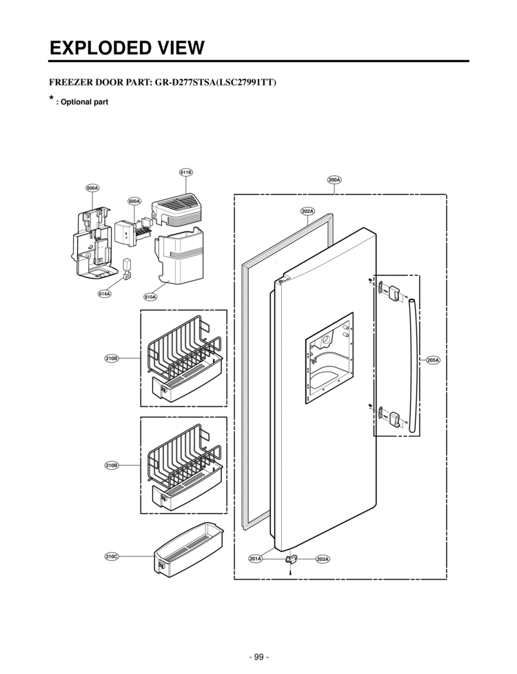 FREEZER DOOR PART   EXPLODED VIEW Diagram and Parts List for LSC27991TT  LG Refrigerator