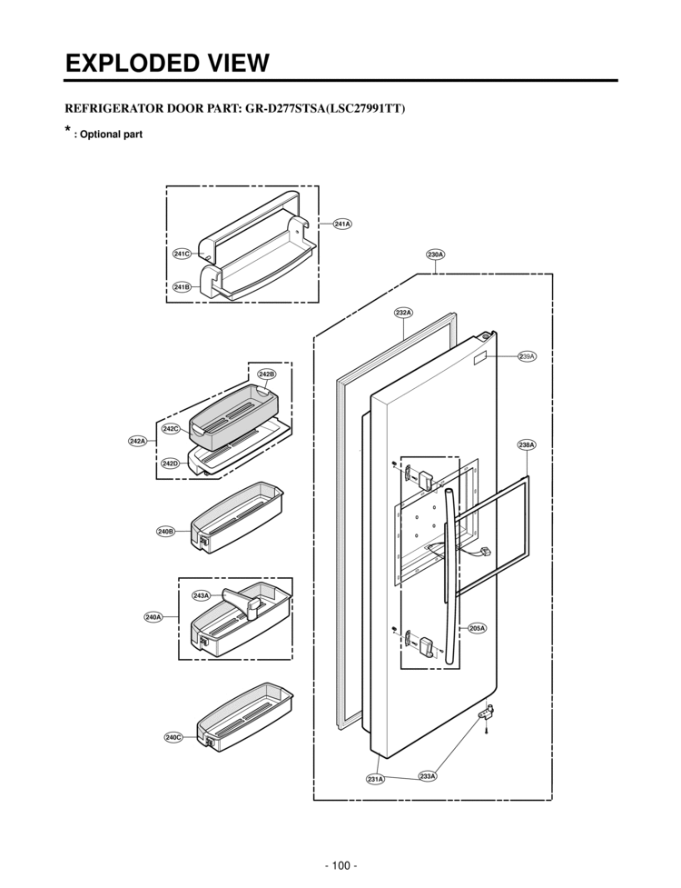 REFRIGERATOR DOOR PART   EXPLODED VIEW Diagram and Parts List for LSC27991TT  LG Refrigerator