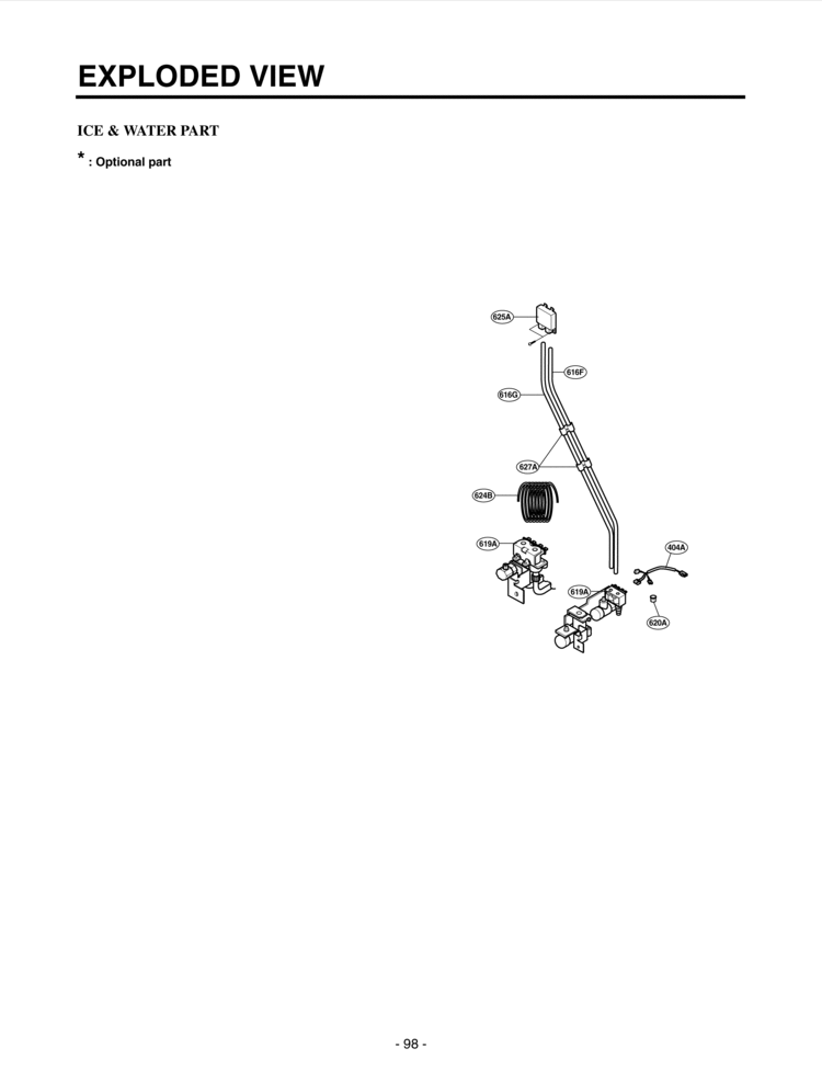 ICE & WATER PART  EXPLODED VIEW Diagram and Parts List for LSC27991TT  LG Refrigerator