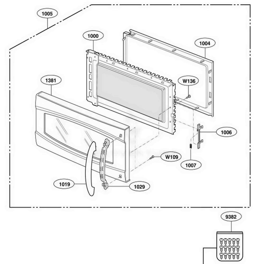 Door Parts Diagram and Parts List for JVM1790WKC AWHEGEC LG Range