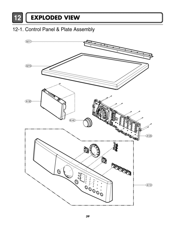 EXPLODED VIEW  Control Panel & Plate Assembly Diagram and Parts List for DLE3733U ABBEEUS LG Dryer