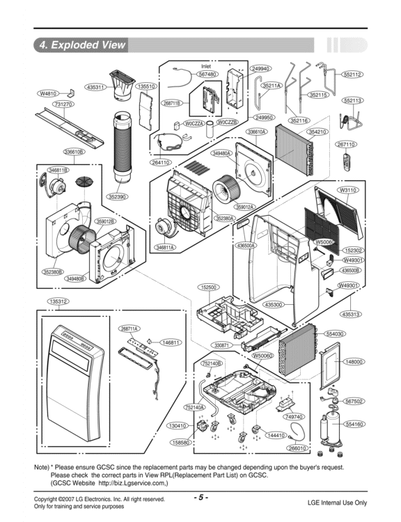Air Conditioner Exploded View 1 Diagram and Parts List for LP1200DXR LP1200DXRY8 LG Air Conditioner