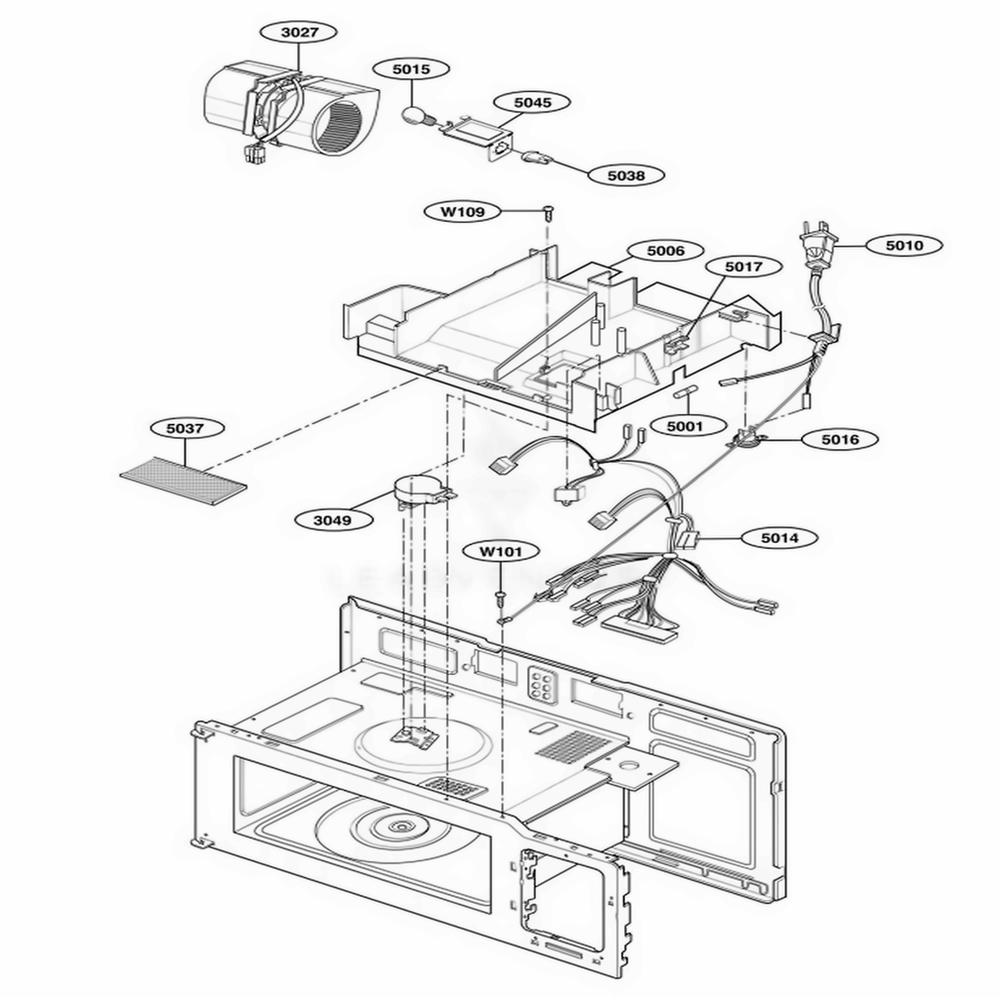 Interior Parts 2 Diagram and Parts List for JVM1533BD AB1EGEU LG Wall Oven