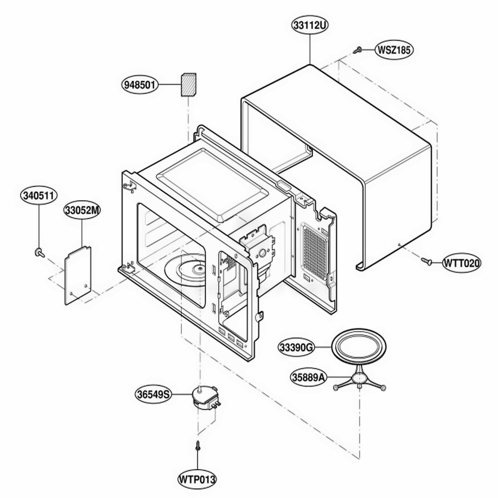 Oven Cavity Parts Diagram and Parts List for JE1340WC AMWEGEU LG Range