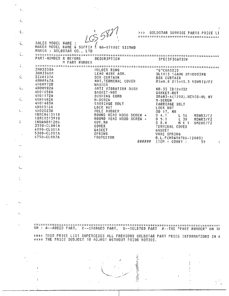 Room Air Conditioner Page 2 Diagram and Parts List for 5827  LG Air Conditioner