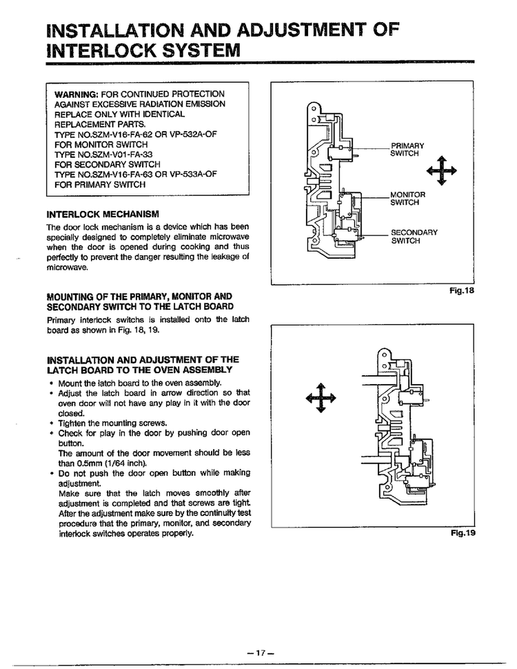Installation/adj/interlock System Diagram and Parts List for MA-844M  LG Microwave