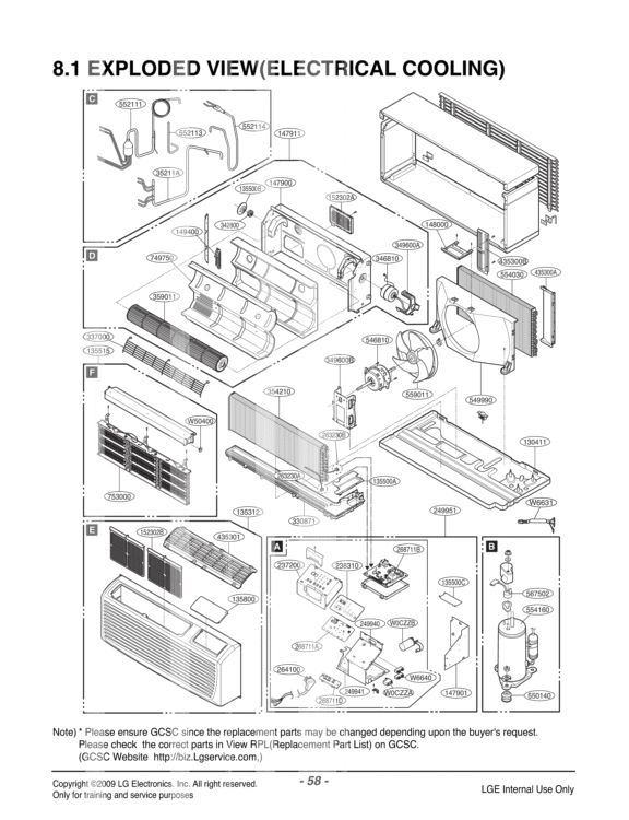 Air Conditioner Exploded View 1 Diagram and Parts List for LP090CED1 ASBBEUS LG Air Conditioner