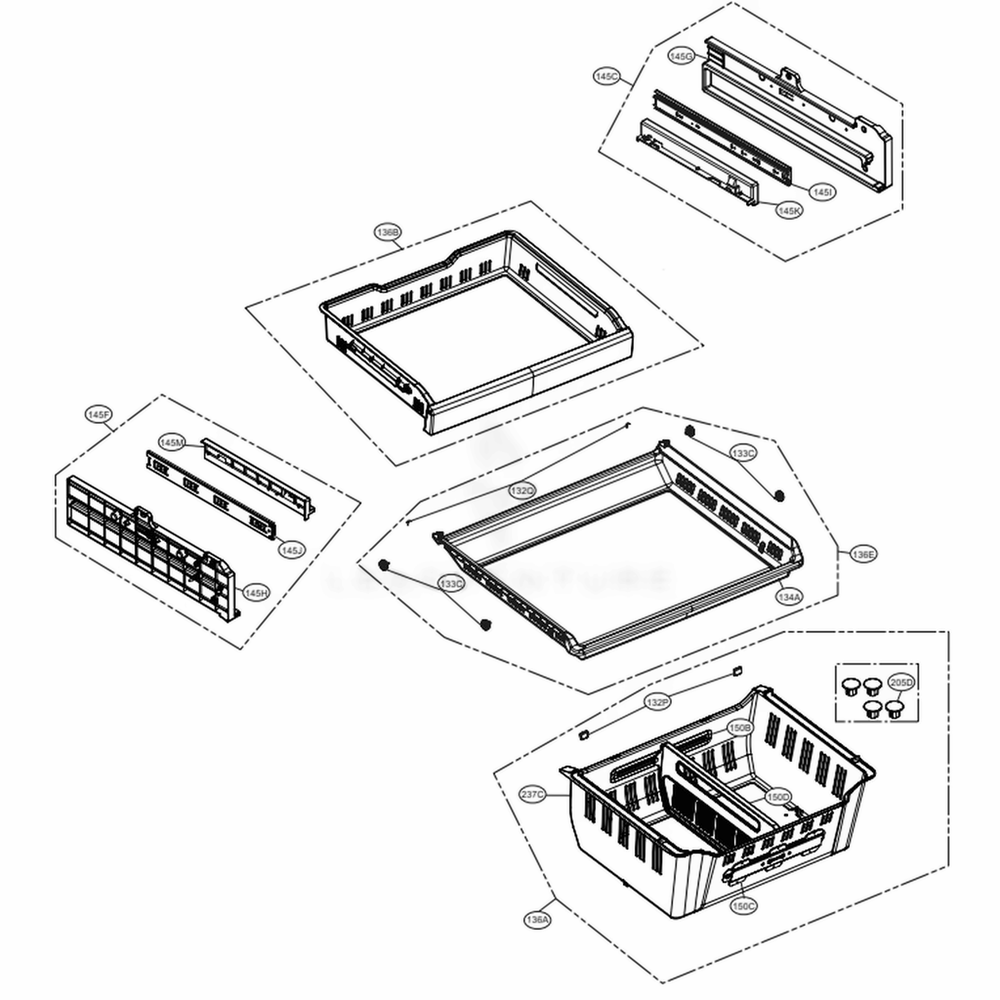 Freezer Parts Diagram and Parts List for LMXC23746S ASTCNA0 LG Refrigerator